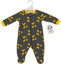 Gerber Baby Boys Newborn Footed Onesie Sleeper Zip-Up Animal Print Gray Yellow