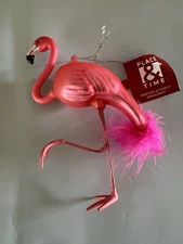 Pink Flamingo with Feathers Place & Time Holiday Ornament - NEW!