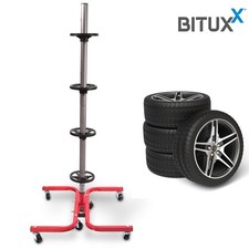 Felgenbaum Felgenständer Reifenbaum mit Rollen bis 245mm 150kg Rot BITUXX