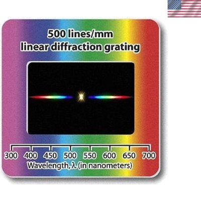 10 Pack of 2''x2'' Linear Diffraction Grating Slides for Vibrant Spectrum Analysis