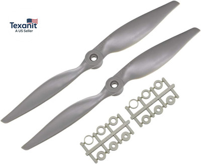 RC Propellers CW 10X5 Inch 2-Vane for Airplane Nylon Gray 2Pcs with Adapter Ring