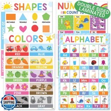 BEAWART 16'x24' Colorful ABC Alphabet Posters Pack 4 , Color Shape Number Ch