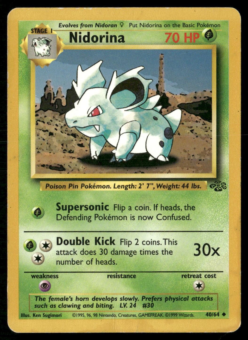 Nidorina 40/64 Uncommon Jungle Pokemon Heavily Played