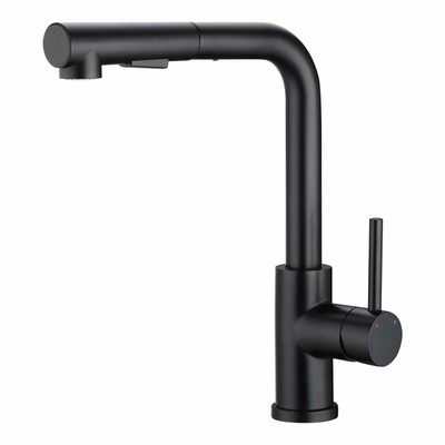 Küchenarmatur mit ausziehbarem Auslauf WOOHSE KF171 schwarz matt