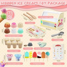 Ice Cream Counter Playset For Kids Montessori Pretend Play Food Toys Kitchen Acc