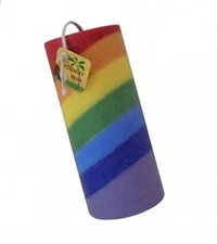 Candle Pillar Rainbow Coconut, Hand Poured, 1 Unit by Aloha Bay