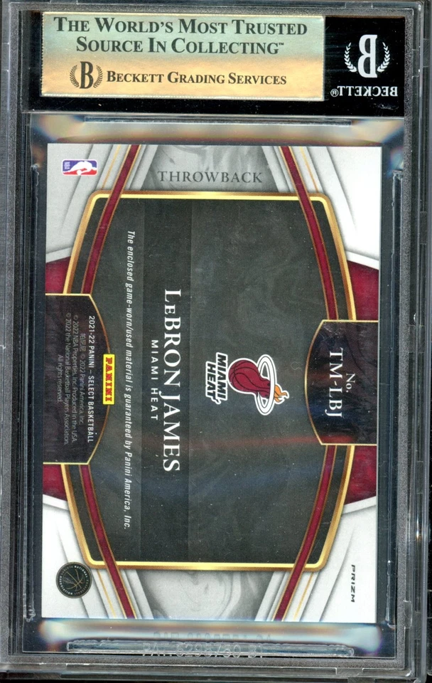 2021 Select Throwback Memorabilia Prizm LeBron James BGS 9.5 GEM MINT Miami Heat - Image 2 of 2