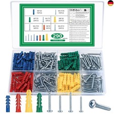 D&uuml;bel Schrauben Set, 290 Stk Wandd&uuml;bel und Schrauben Set, Universald&uuml;bel mit Sc