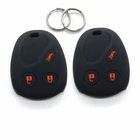 2Pcs for Cadillac GMC Saturn Pontiac 3 Buttons Black Silicone Key Fob Cover