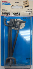 National- 3 Pack- 4" Single Hooks for 1/4" Peg Boards- 180-679
