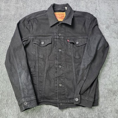 Levis Jean Jacket Type 3 Trucker Mens Small Black Denim Stretch Punk Hip Hop Rap