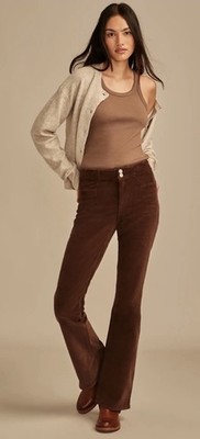 Lucky Brand Women's Stevie High-Rise Corduroy Flare Pants Brown Size 10/30A $109