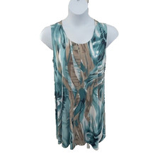 Pretty Woman Aqua/Tan Summer Shift Dress Size 1 - XL