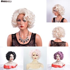 Women Wig Short Wavy Curly Wig Ladies Hair Fluffy Wig Blonde Black Cosplay Wigs