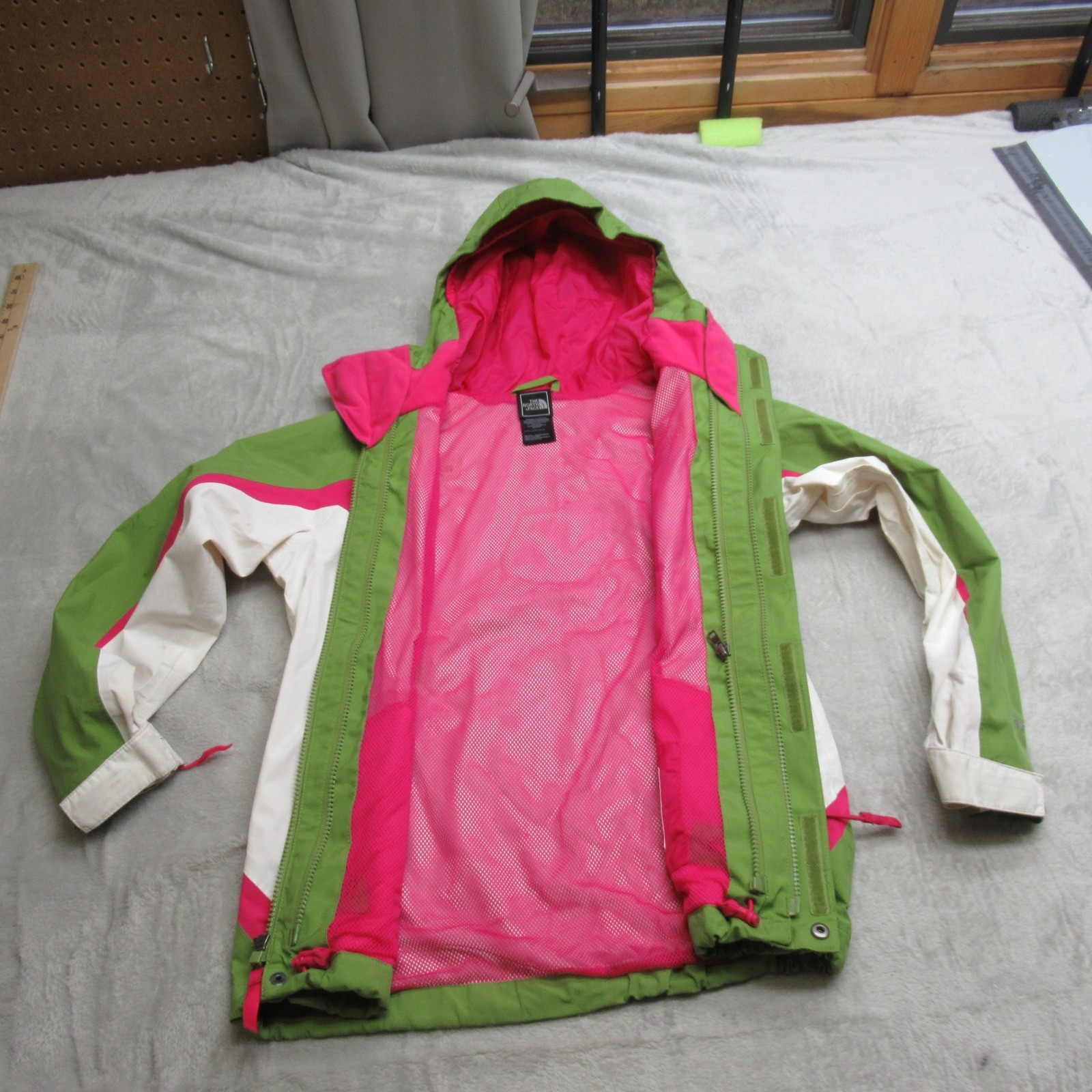 North Face Jacket Girls Medium 10/12 Green Hooded Pockets Waterproof 3in1 Shell thumbnail 3