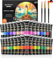 Acrylfarben Set, 30 Acryl Farben In Tuben (Je 36Ml) Mit 3 Pinselset, Ungiftig
