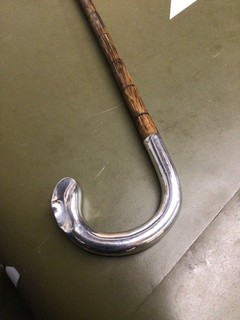 Vintage Silver Handle (Hall Marked) (Bamboo???) Cane Inscribed 1908.