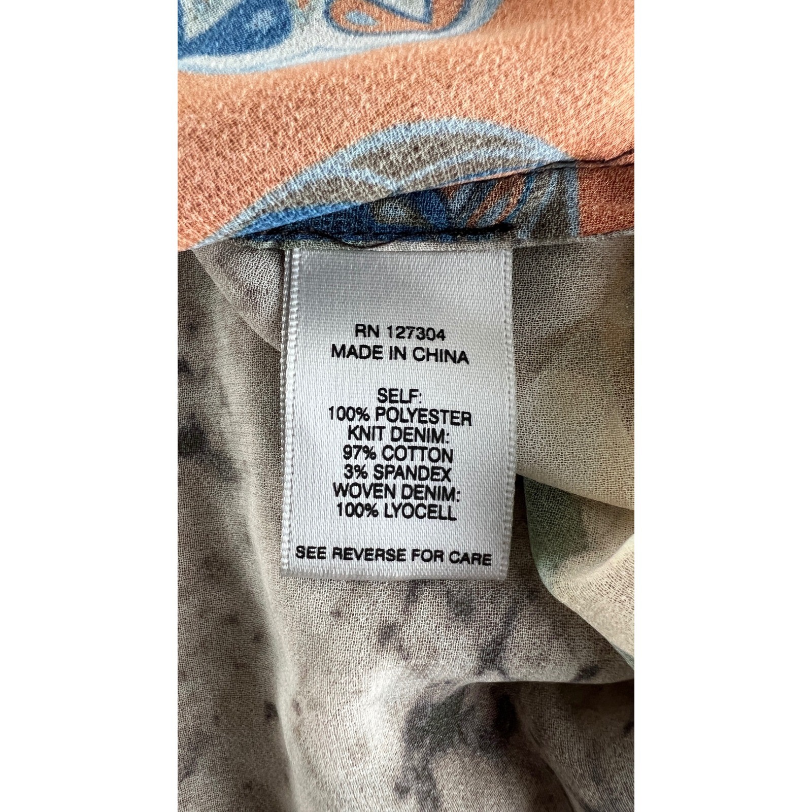 JOHN MARK Patchwork Denim Mix Print Button Up Shi… - image 5