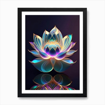 Lotusblumenmuster holografisch 1 gerahmtes Wandbild Poster Leinwanddruck Bild
