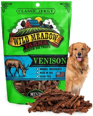 Wild Meadow Farms Classic Venison Minis Jerky Dog Treats - Soft, Grain-Free Trai