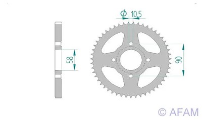 Kettenrad Stahl 42-Zähne 428-Teilung für Kreidler Supermoto 125 DT 80 km/h 07-08