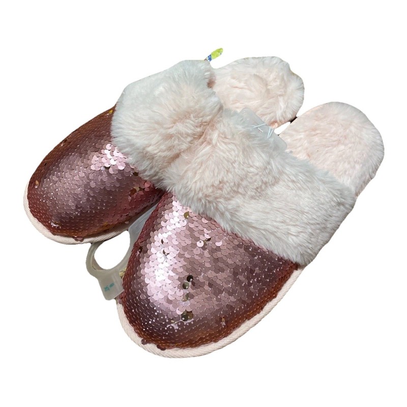 Cat & Jack Youth Girls Pink Zoie Flip Sequin Slide Slippers Size XL (6)