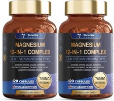 2 PACK Magnesium 12 in 1 Complex 700mg -Dietary Supplement 120 capsules