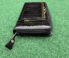 Lee Sands Black Eel Skin Zip-Around Wallet with Gold Hardware — photo 6