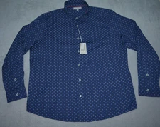 IKE by Ike Behar Men's Blue Paisley Long Sleeve Button Up Shirt Size XL Stretch