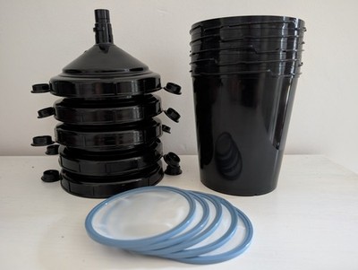 SATA RPS 0,6L UV 5 Stück + Siebe 125my Lackierbecher Mischbecher Becher Set NEU