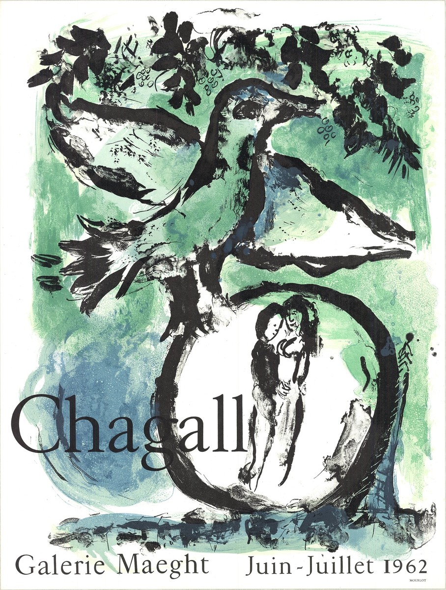 絵画 Chagall MARC CHAGALL 1962 LITHOGRAPH MARC CHAGALL Oiseau Vert 27.5