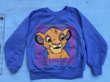Vintage Disney The Lion King Simba Blue Sweatshirt Youth Size 4 1990s