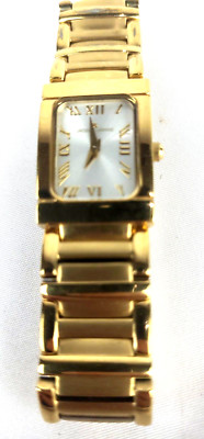 VTG Jacques Lemans Women's Swiss 10 Micron Gold Plated Pearl White 1-1034 Runs