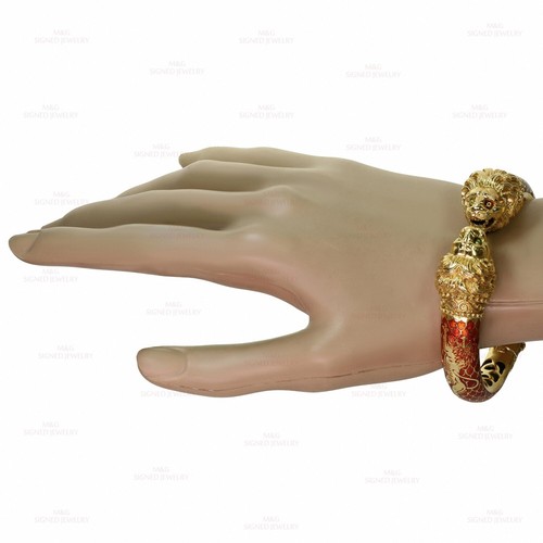 Enamel 18K Yellow Gold Double Headed Chimera Greek Bracelet 1980s - Picture 3 of 8