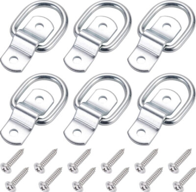 6 Pack Heavy Duty D Ring Tie Down Anchors 1/4 for Trailer Truck Bed Cargo Boat