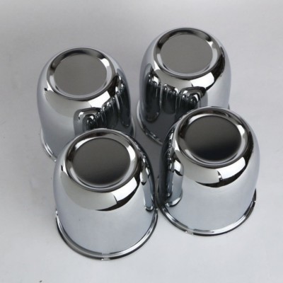 4 Short Steel Chrome Center Caps - 5.12" Bore For 8-Lug Trailer Rims, Install From Rear, RC140
