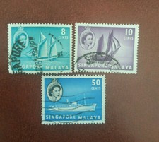 Singapour - 1955 Queen Elizabeth II, Ships - transport - bateau - O