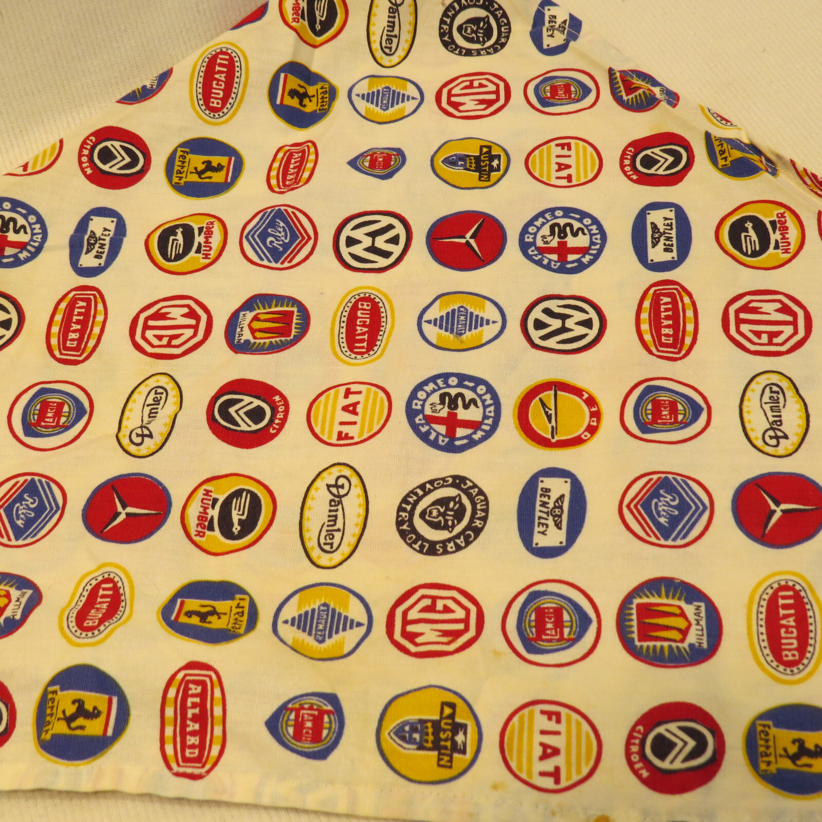 Vintage Car Logos Head Scarf Convertibles MG Bugati F… Gem