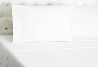 Sferra Leonardo White King Sheet Set 4 PC Solid 100% Cotton Percale Italy NEW