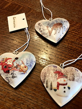 3 er Set Weihnachtsbaum Anhänger Metall Reh Schneemann Nikolaus doppeltes Motiv