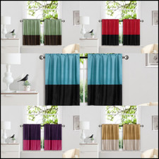 2PC FAUX SILK ROD POCKET CURTAINS WINDOW 2TONE COLOR SEE THROUGH PANEL ANY 