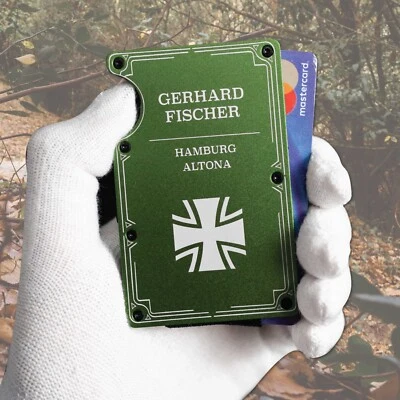 Kartenetui mit Eisernes Kreuz Gravur – Personalisiertes Geldbeutel - Bild 1 von 4