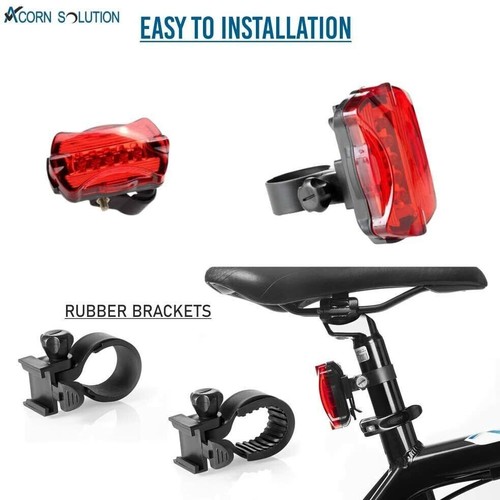 5 LED MOUNTAIN BIKE LIGHTS BICYCLE TORCH FRONT & REAR LAMP WATERPROOF KIT BRIGHT - Picture 2 of 8