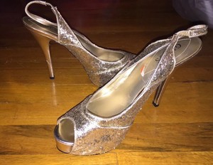 guess gold glitter heels