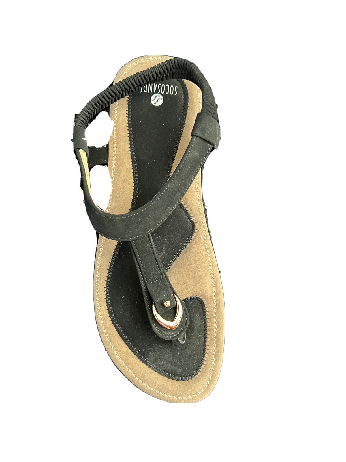 Socosands Women's Comfy Sandals Black Comfort Slip On Summer's Sandals