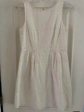 ANN TAYLOR LOFT Mini Dress Crochet Detail White 4