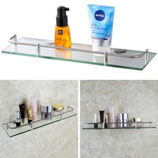 Glass Bathroom Shower Shelf Storage Rack Wall Mounted Holder Caddy Organizer UK