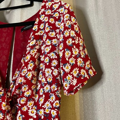 Glassons Dress Red Womens Size 8 Floral Midi Open Back Formal Cocktail  Party | eBay