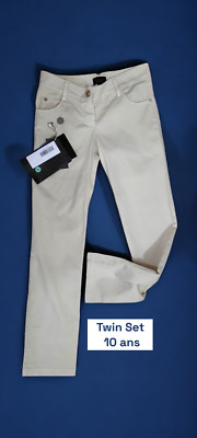   Valeur 120   Twin Set Simona Barbieri Fille 10 ans NEUF   Jeans beige