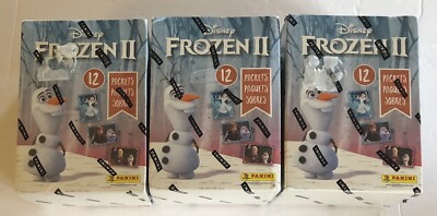 Lot (3) Disney Frozen II 2 Panini 12 Packets 5 Stickers Per & 1 Mega Poster New